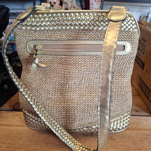 Source Unknown Gold and Tan Woven Bag - Picture 5 of 9